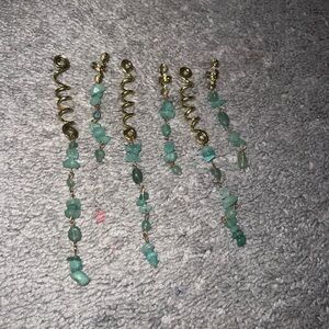 3 for $12 Gold and Green Dangle Hair Charms